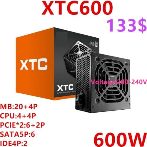 New PSU For Cougar Brand Non-modular Silent Power Supply for Video Games 600W/500W/400W Power Supply XTC600 XTC500 XTC400