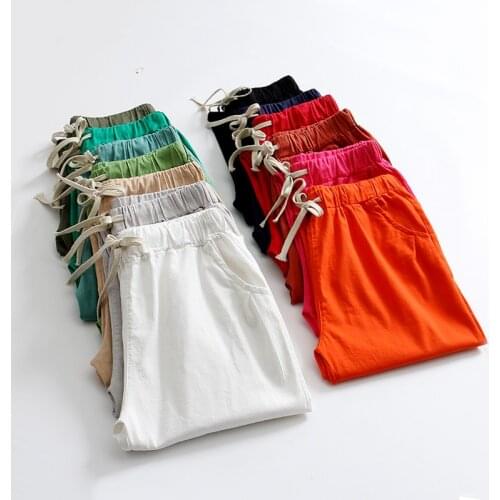 Obrix loose light cotton casual style female pants streetwear sporty regular supplier elastic waist trousers for everyday wear