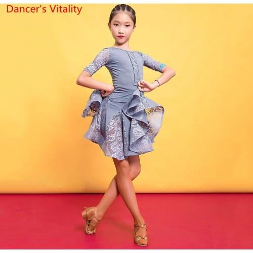 Latin Dance Performance Clothes New Childrens Autumn And Winter Fashion Dress Female Children Profession Competition Clothing
