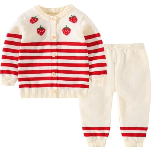 Newborn Baby 2PCS Knitted Clothes Set Spring Autumn Kids Cartoon Long Sleeve Sweater+Pants Knitting Infant Boys Girls Suits