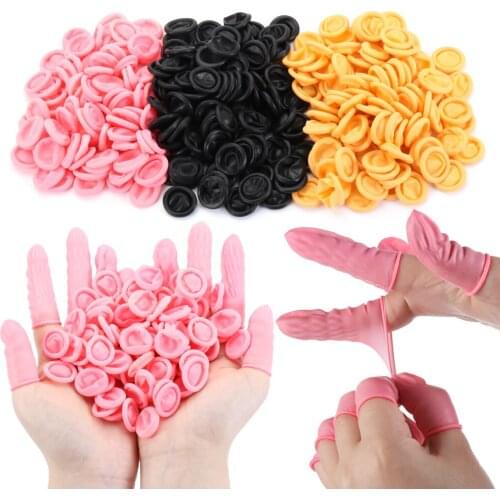 Disposable Latex Fingertips Protector Gloves Rubber Finger Cots Non-slip Gloves Anti-static Nail Art Home Cleaning Tools 100PCS