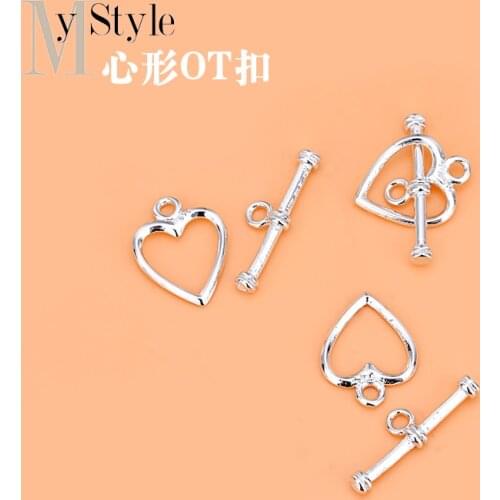 S925 Sterling Silver Necklace Jewelry Accessories heart-shaped ot clasp hand DIY Bracelet buckle accessories