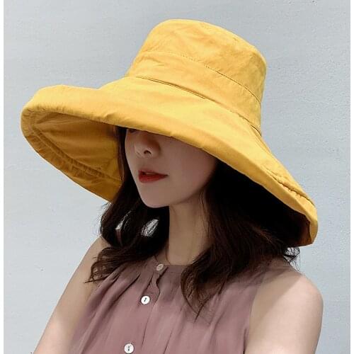 Bucket hat Cap Womens summer beach sun protection wide brim Fishing Black trucker Headwear beach Fisherman hats for women 2021