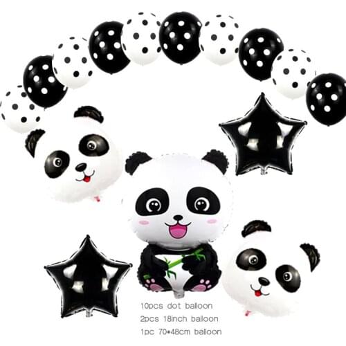 Panda Party balloon Supplies 1st Birthday Decorations Boy Baby Show Party Black Foil Number Balloons Jungle Party Kids Toys