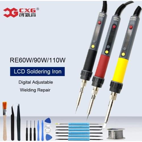 New CXG 60W/90W/110W Electric soldering Iron Temperature Adjustable LCD Digital Display Welding Solder Iron Rework Station