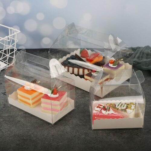 10pcs/lot Plastic Transparent Portable Baking Pastry Box Packaging Birthday Party Package Cake Decoration Supplies Box