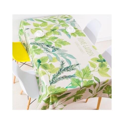 Thicken nordic linen tablecloth table cloth garden fresh green forest leaf simple modern coffee home decoration table cover gift