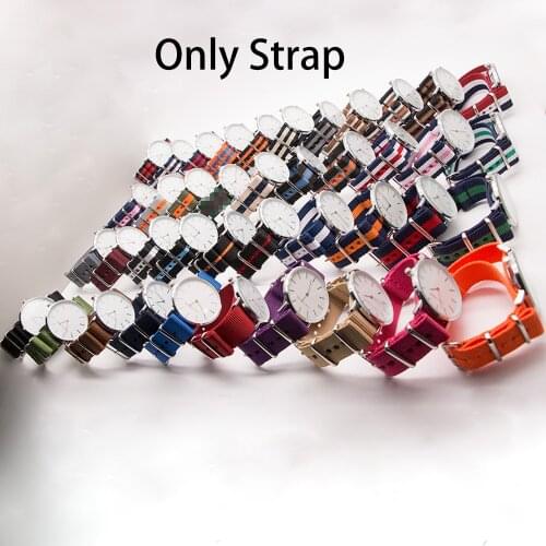 Nylon Straps 18MM 20MM 22MM 24MM Replacement Watch Band For NATO Canvas Watchband with Silver Steel Buckle