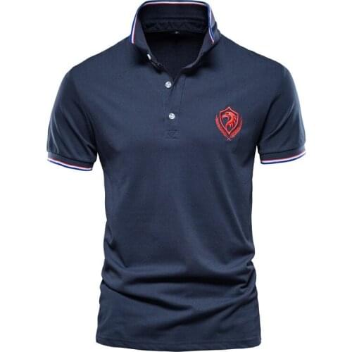 Summer Cotton Polo Shirt Men Top Quality Business Social Male Turn Down Short Sleeve T-Shirt Eagle Embroidery Sporting Men Polos