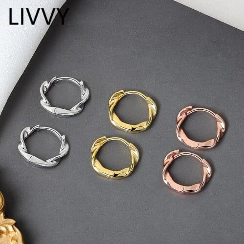 LIVVY Silver Color Hoop Earrings for Women Girl Twist Wave Earrings Elegant Prevent Allergy Jewelry 2021 Trend