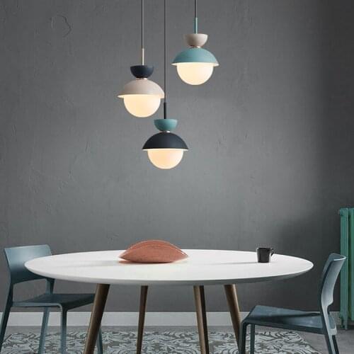 LED Pendant Lights Nordic Macaron E14 Hanging Lamp For Dining Room Living Room Decoration Minimalist Small Bedside Pendant Lamp