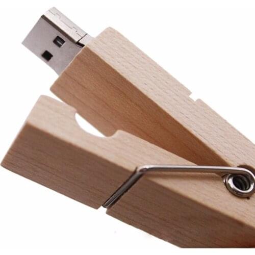 Pendrive Usb Stick 64gb Wooden Clip Usb Flash Drive 128GB Pen Drive 32gb 16GB 8GB 4GB Wood Memory Stick 256GB Flash U Disk