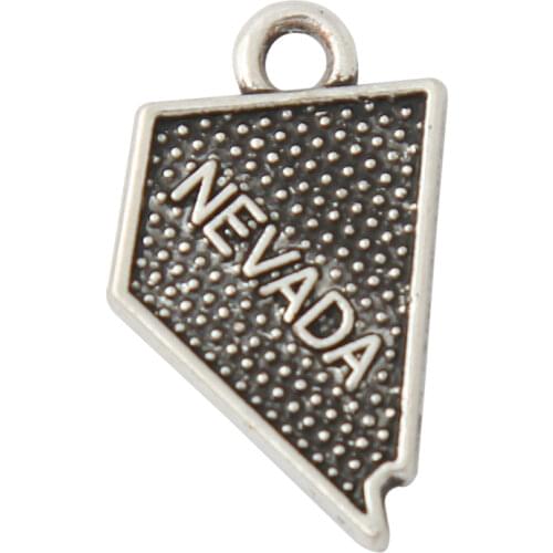 RAINXTAR Vintage Nevada Shape State Map Charms Alloy Jewerly Charms 12*20mm 50pcs AAC806