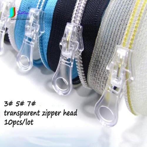 High Quality 3# 5# 7# Crystal Transparent Nylon Resin Zipper Head Handmade Clothes Coat Backpack Zipper Accessories Zipper Head
