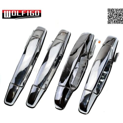WOLFIGO Front Rear LH RH Chrome Outer Door Handles For Chevy Tahoe Gmc Yukon Sierra Denali 25960525,25960526,25960521,25960522
