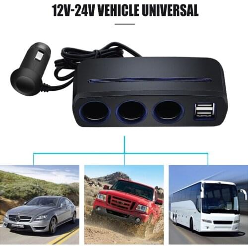 Car Mobile Phone Charger Dual Usb Car Charger One Point Three Socket With Light 120w Durable BIN