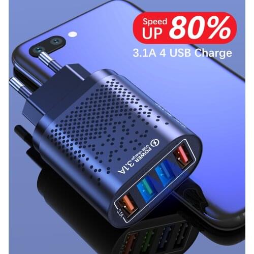 Lovebay 4-Port USB 3.1A Mobile Phone Chargers Adapter Plug Wall Charging Charger For iPhone 11 Samsung S10 Xiaomi Redmi Huawei