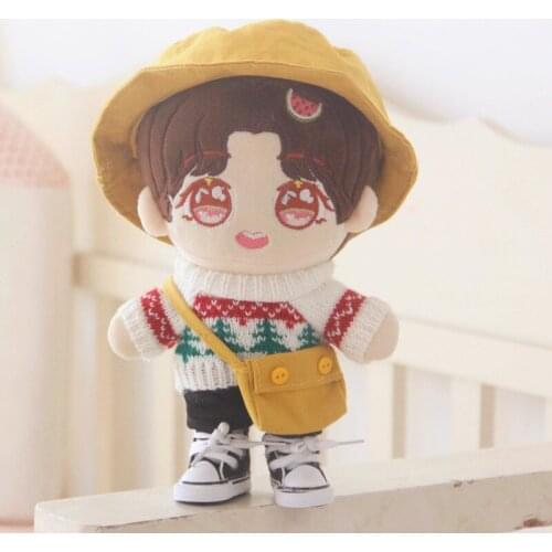 20cm Yellow Hat Satchel Sweater Suit Doll Body-Shape Doll Accessories Birthday Present Replaceable Doll Baby Clothes Plush Toy