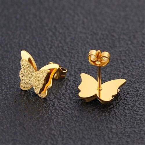 Stainless Steel Stud Earrings For Women 2021 Trend Jewelry Gold Butterfly Earring For Girl Bijoux Pendientes Mujer Insect Earing