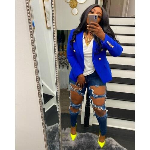 Womens small suit jacket solid color long-sleeved autumn and winter suit pocket