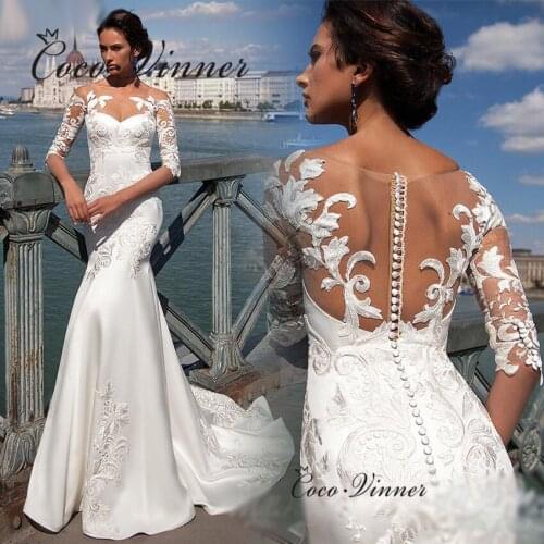 Sheer Neck Half Sleeves Appliques Mermaid Wedding Dress 2021 New Lace Appliques Wedding Gown Europe Stylish Bridal Dresses W0566