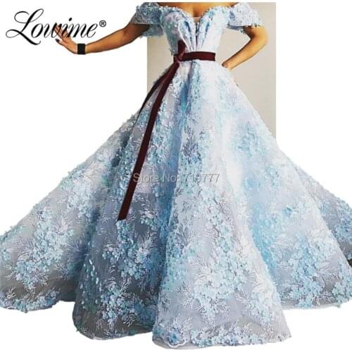 Blue Prom Dresses A Line Arabic Evening Dress 2019 Couture Off The Shoulder Long Party Gowns Robe De Soiree Saudi Arabia Dresses