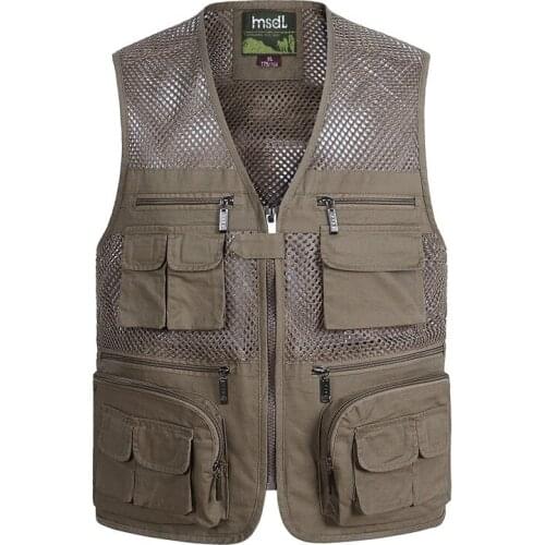 Summer Breathable Mesh Vest Men Fast Dry Photographer Sleeveless Jacket Multi-Pockets Outdoors Hiking Fishing Hunting Vest
