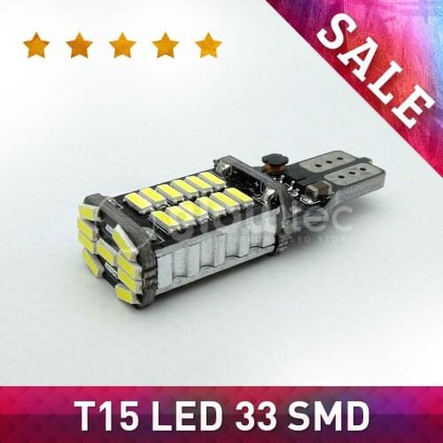 1pc T15 33smd W16W 921 High Power Car Truck Turn Singal Width 3rd Light 33 smd 4014 Genuine Chip Canbus White GLOWTEC