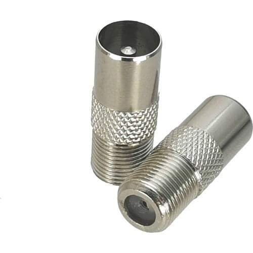 10pcs F TV Female Jack to IEC PAL DVB-T TV Male Plug RF Adapter Connector