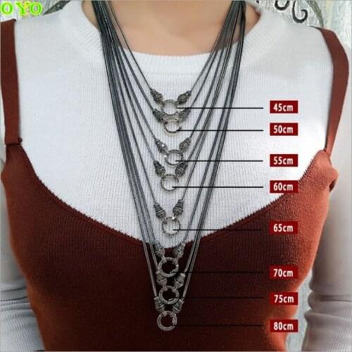 100%S925 silver universal buckle foxtail necklace Thai silver retro, ladies sweater chain long section fashion wild necklace
