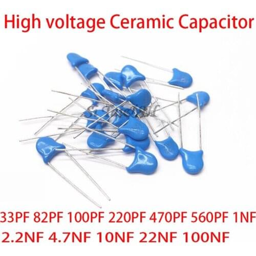 20pcs High voltage Ceramic Capacitor 2KV 15PF 22PF 100PF 120PF 150PF 220PF 330PF 470PF 680PF 1NF 2.2NF 3.3NF 4.7NF 10NF
