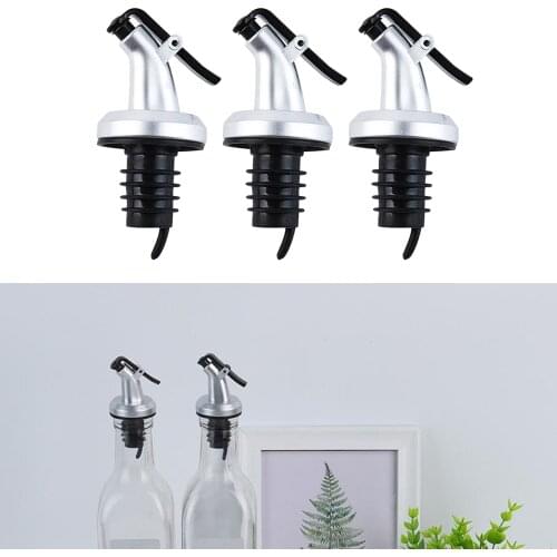 3 Pieces Oil Pourer Wine Vinegar Dispenser Bottle Stopper with Leakproof Lid for Kitchen and Bar