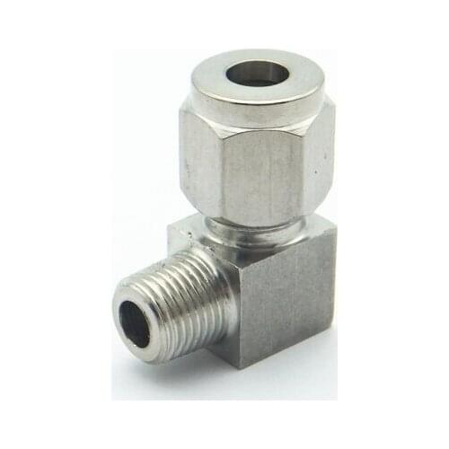 304 Stainless Steel 1/8" 1/4" 3/8" 1/2" BSPT Male To 3-18mm Double Ferrule Tube Pipe Fitting Elbow Threaded End Union Connector