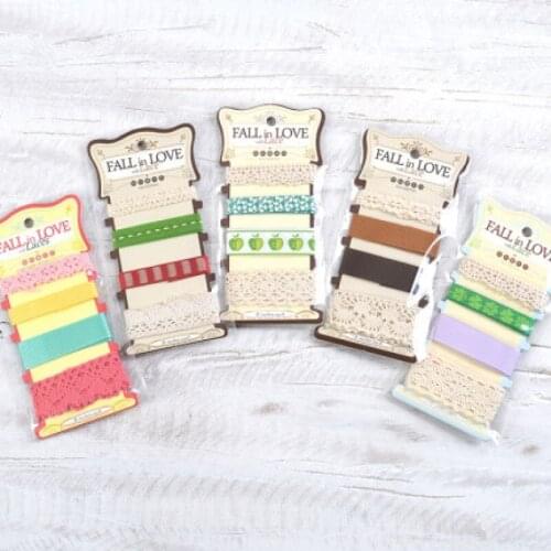 5patterns narrow mix wide cotton polyester ribbon lace shape packing DIY home decoration rope pure color