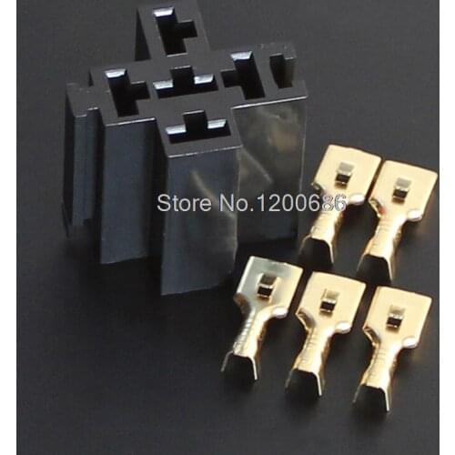 5Pin Relay Socket Connector 12V 30Amp 40Amp 6.3mm Car Truck Vehicle Terminal Case