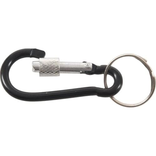 6 cm Long Black Aluminum Alloy Screw Locking Split Ring Keyring Carabiner Hook Promotion