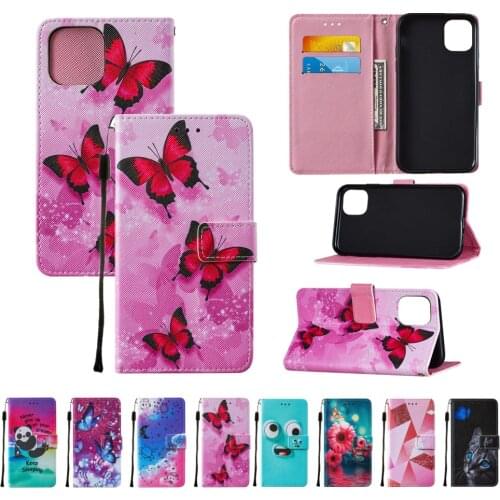 PU Leather Case for iPhone 13 11 12 Pro Max XR XS SE 2020 7 8 Plus Flip Wallet Phone Cover Lovely Painted Cards Holder Coque