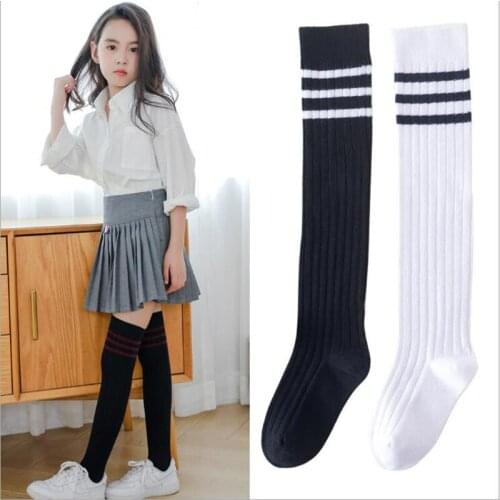 Kids over Knee High Socks for Baby Girls Boys Cute Football Stripes Velvet School Dance Long White Toddler Spring Autumn Socks