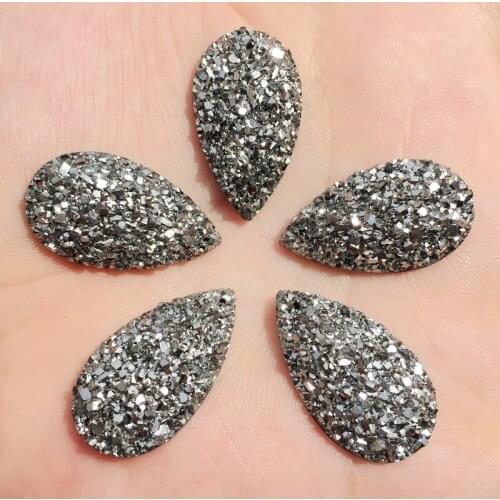 DIY 12PCS Ore surface, convex Resin Rhinestones 16*28mm Teardrop FlatBack Appliques Wedding decorate -HY791