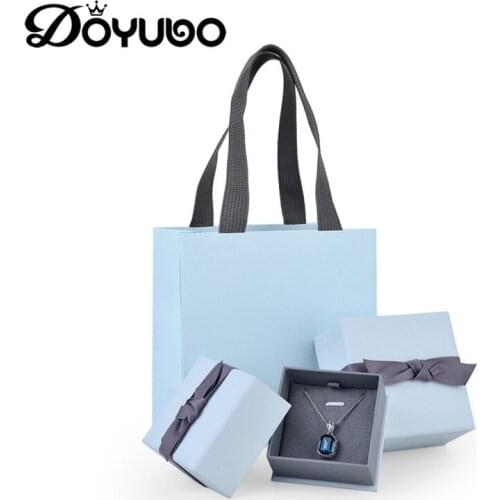DOYUBO New Arrival Blue Bowknot Jewelry Packing Sets Ring Box Earrings Gift Box Pendant Accessories Box Bangle Jewelry Box B018
