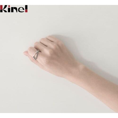 Kinel Open Double Layer Chain Ring for Women 100% Real 925 Sterling Silver Vintage Rings Fine Jewelry 2020 New Hot