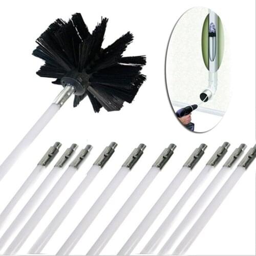 Flexible 12pc Rods With 1pc Brush Head Chimney Cleaner Sweep Rotary Fireplaces Inner Wall Cleaning Brush Cleaner Chimneys Access