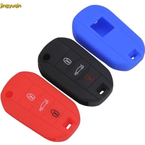 Jingyuqin 20pcs 2 BTNS Car Key Silicone Case Cover for Citroen Peugeot 208 508 2008 FOB Auto Key Case Styling