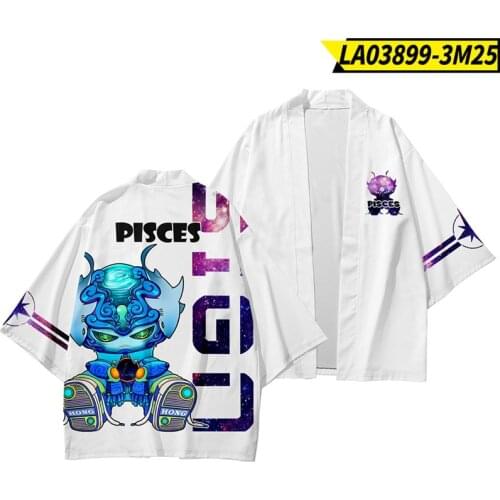 Twelve Constellati Print Japanese Style Kimono Hip Hop Cardigan Coats Harajuku Women Casual Loose Tops Streetwear Shirts