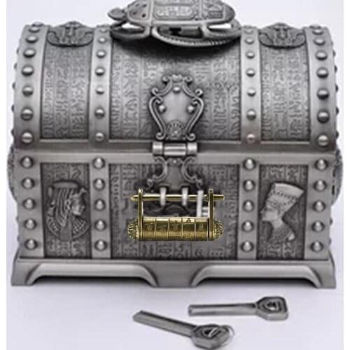 1pcs Chinese Retro Five-wheeled Padlock Room Can Open Decoration Text Escape Padlock Lock Lettering Password Box Antique E5K1