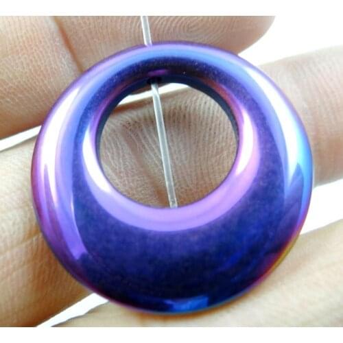 46*28MM Wholesale Titanium Hematite stone Round pendant Jewelry Making charms Gem necklace 3pcs/lot A4