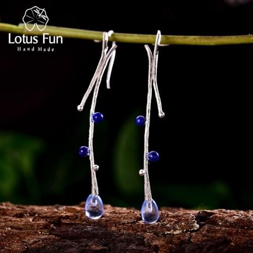 Lotus Fun Real 925 Sterling Silver Earrings Creative Handmade Fine Jewelry Ethnic Tree Branch Dangle Earrings for Women Brincos