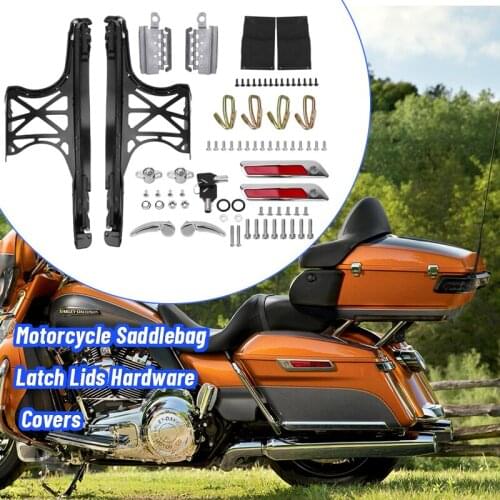Motorcycle Saddlebag Hardware Covers Latch Hinges Kit For Harley Touring Electra Glide Road King Street 1993-2013 2014-2020