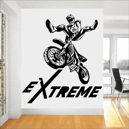 Motorcycle Wall Decals Extreme Sport Freestyle Style Motocross Vinyl Waterproof Stickers Window Door Boys Room Home Decor Z224