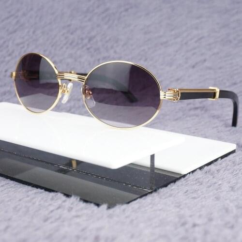 Retro Buffalo Horn Glasses for Men Classic Oval Sunglasses for Male Decoration Shades for Driving Fishing Luxury Accessories